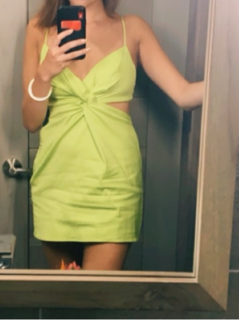 Zara Lime Green Twist Front Mini Dress
